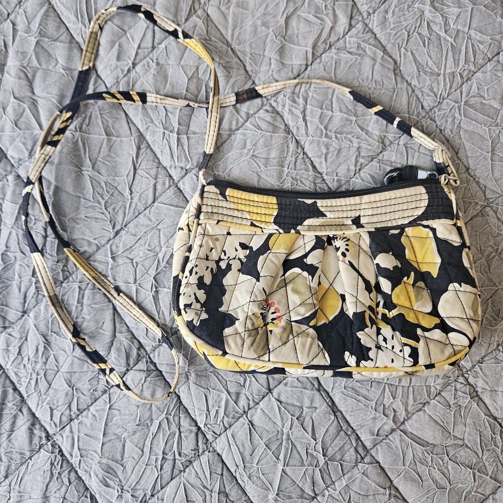 Vera Bradley Floral Crossbody Bag - Black and Yellow